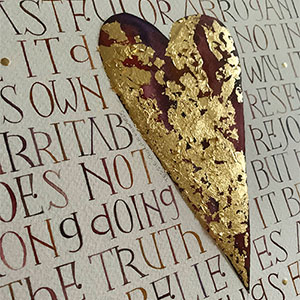 Love Is Patient calligraphy detail